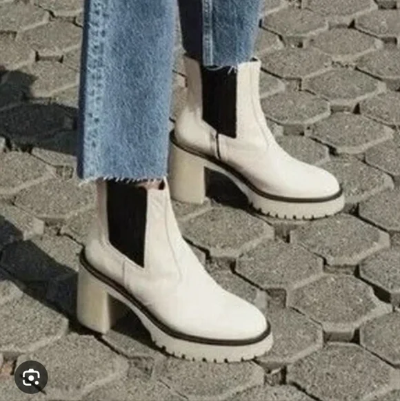 Free People Women's Leather Cream and Black Ankle Boots_41